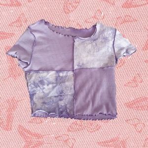 Purple Sparkly Patchwork Crop Top